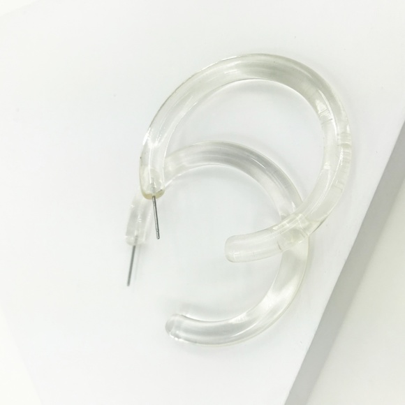 Hoop Earrings in Clear - Picture 3 of 8